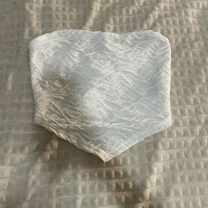 White Textured Bandana Top